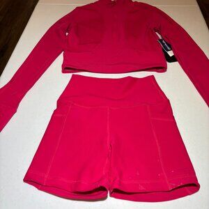 NWT 90 Degrees by Reflex 2 Piece Set Pink Jacket Shorts